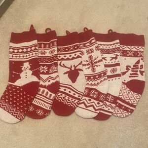 Red and White Christmas Stockings Set of 6